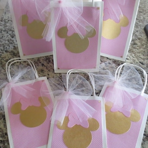 Minnie Mouse Pink And Gold Party Favor Bags - Medium - 6 Per Listing