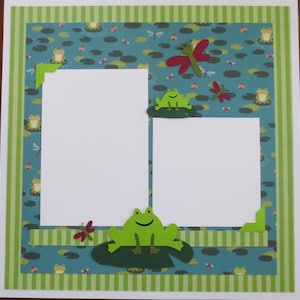 Frog - Pond - Fishing - Dragon Fly - Single Page Premade Scrapbook Layout - 12X12