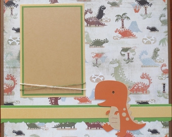 Dinosaur - Prehistoric Animals - Single Page Scrapbook Layout - 12X12 Premade Scrapbook Page