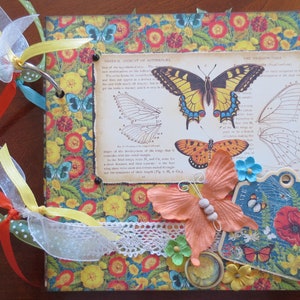 Graphic 45 Nature Sketchbook - Butterflies - Flowers - 6X6 Chipboard Scrapbook Album - Premade Album