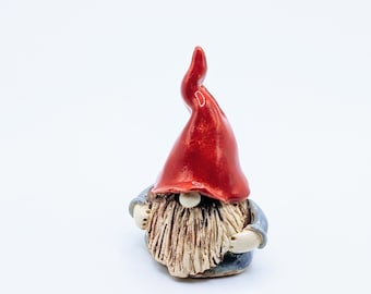 Mini ceramic gnome, Garden gnome, Pottery gnome, Small Tomte Nisse, Fairy garden, Waldorf Toys, Incense burner, Ring holder, Unique gift