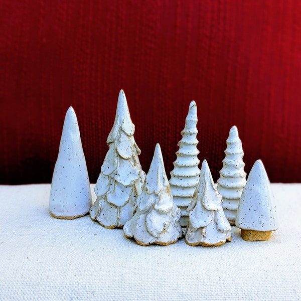 Mini pottery tree, Small holiday trees, Christmas miniature trees, ceramic trees, jewelry ring holder, Fairy tree, Holiday table decor
