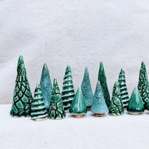 Mini clay tree, Small holiday trees, Evergreen pottery trees, Miniature trees, Dollhouse trees, Fairy tree, Model trains decor, Ring holder image 2