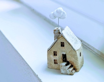Pottery house - Miniature Ceramic House - Tiny Clay House - Rustic Decor - Housewarming Gift - Fairy Garden House- Mother's Day gift