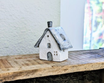 Handpainted Pottery house Mini Porcelain houses Fairy house English cottage Housewarming gift Tiny buildings Small village