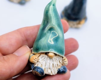 Mini ceramic gnome, garden gnome, pottery gnome, small Tomte Nisse, fairy garden, Waldorf Toys, ring holder, unique gift, SMALL