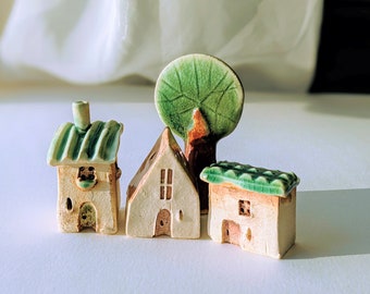 Miniature house Tiny house Woodland house Curly roof house Fairy house Ceramic house Little house Fairy garden house FairyPottery house