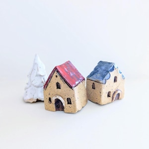 Miniature Pottery House: Small Ceramic Cottage, Fairy Garden Decor