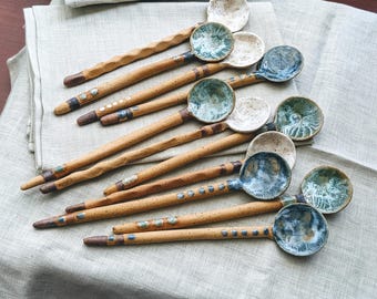 Handmade Ceramic Spoons: Artful Kitchen Decor, Housewarming gift, Wabi-Sabi Kitchen Decor, Natural tableware, Whimsical Home Decor