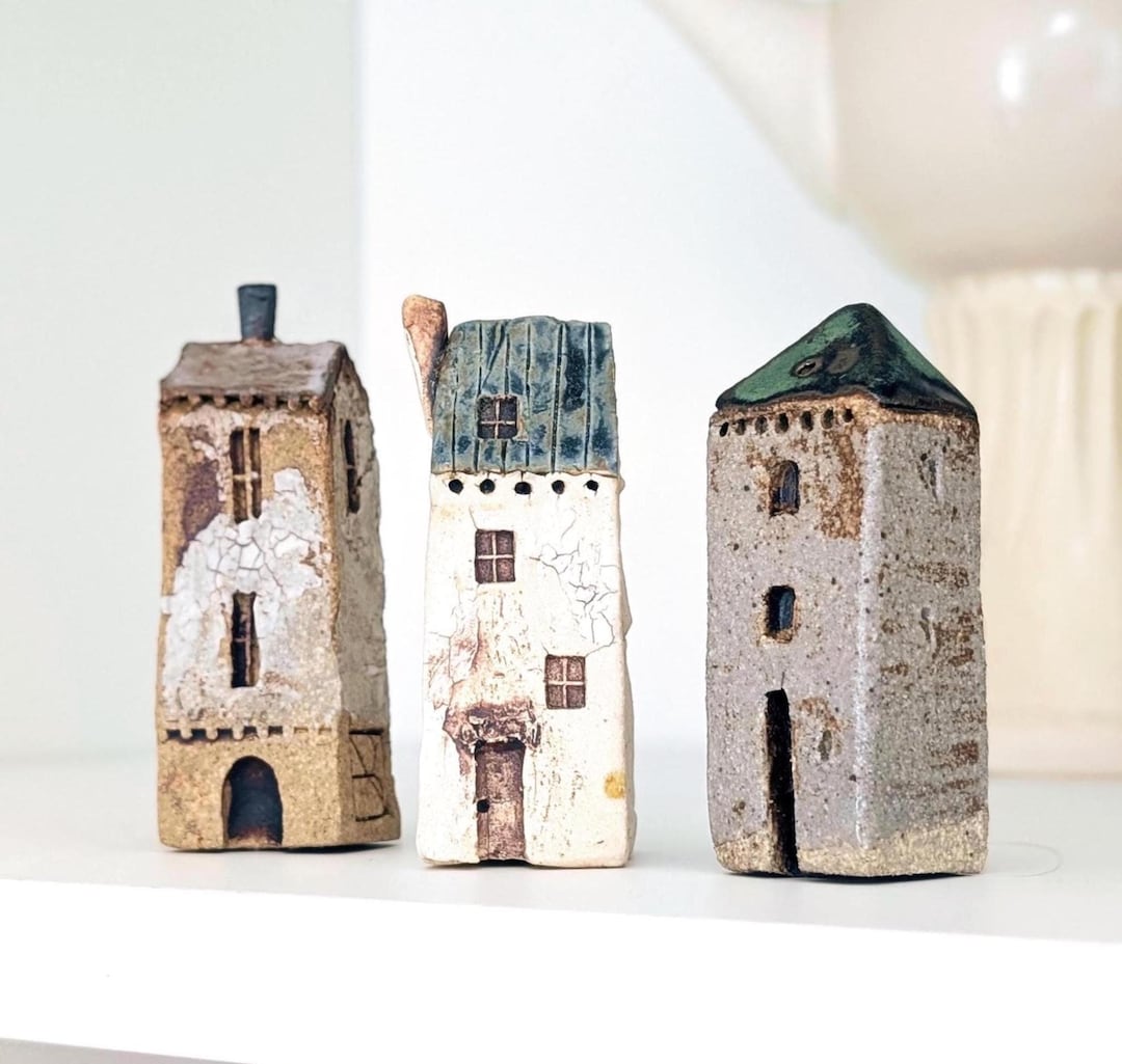 Handmade Buildings Handmade Miniature Ceramic House: Collectible Pottery Houses, Small ...