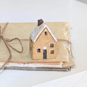 Miniature Ceramic House: Handmade Holiday Village Pottery Decor