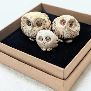 Small Owls SET, Collectible Owl Decor, Owl Ornament, Miniature Owl  sculpture, Natural Decor, Ceramic Owl Gift, Owl Wedding Topper