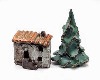 Little Houses, Handmade Miniature Houses, Home Decor, Tiny Houses, Bookshelf Decor, Garden Decor