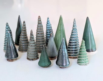 Pottery Handmade Trees Miniature, Christmas Trees, Natural Holiday decor