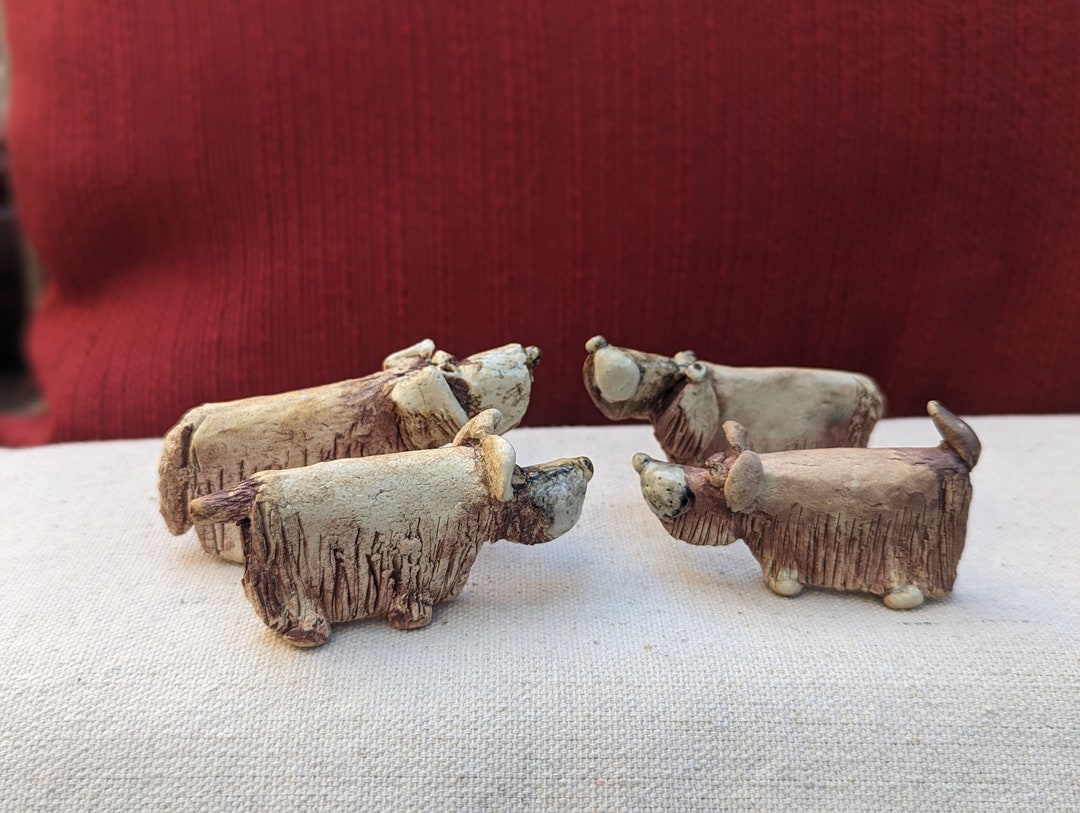 Dog Miniature Ceramic Animal Figurine Collectible Pottery Dog Figurine