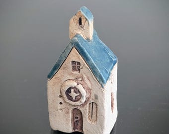 Miniature Pottery House: Handmade Ceramic Cottages, Whimsical Home Decor, Buildings for Model Railroads, Fairy Garden Accessories