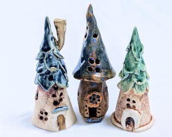 Little Houses, Ceramic Fairy House Tower: Miniature Aquarium Garden Decor