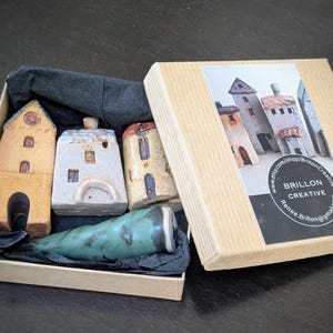 Miniature Ceramic House Set: Terrarium Garden Decor, Model Train Buildings