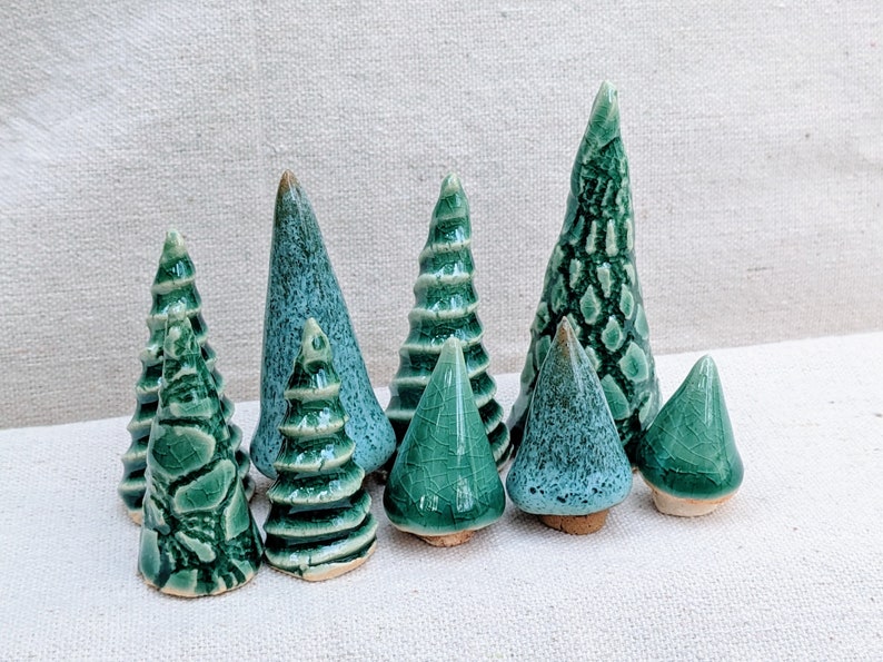 Mini clay tree, Small holiday trees, Evergreen pottery trees, Miniature trees, Dollhouse trees, Fairy tree, Model trains decor, Ring holder image 8