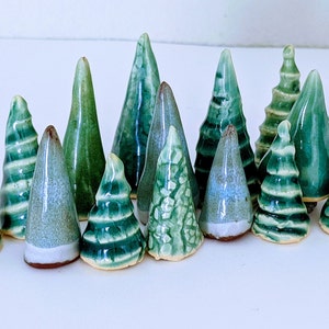 Mini clay tree, Small holiday trees, Evergreen pottery trees, Miniature trees, Dollhouse trees, Fairy tree, Model trains decor, Ring holder image 1