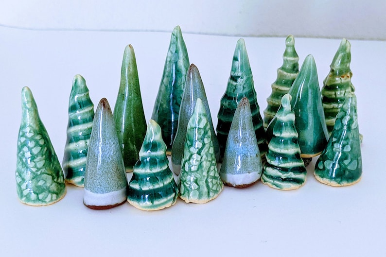 Mini clay tree, Small holiday trees, Evergreen pottery trees, Miniature trees, Dollhouse trees, Fairy tree, Model trains decor, Ring holder image 1