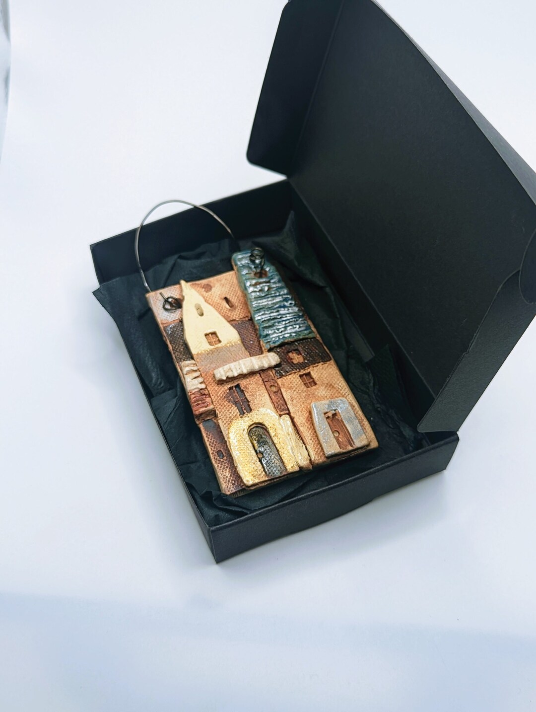 Pottery Wall Art, Handmade Tile, Wall Hanging, Ceramic House Plaque, Collectible Clay Sculpture