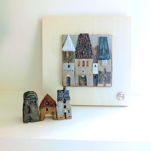 Handmade Ceramic House Plaque: European Town Pottery Wall Art
