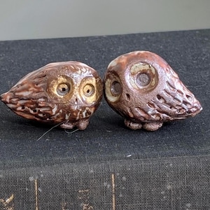 Owls 2-SET, Owl Figurine, Owl Wedding Topper, Collectible Owl Decor, Owl Ornament Miniature, Owl Natural Decor,  Art Sculpture, Great Gift