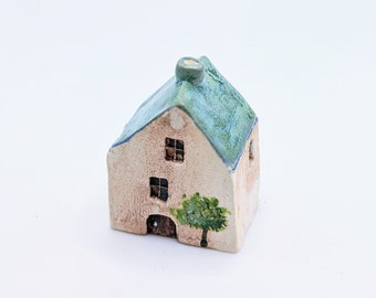 Poterie peinte à la main - Maison miniature en céramique - Petite maison en argile - Maisons en porcelaine - Cadeau de pendaison de crémaillère - Jardin féerique - Petite maison de campagne