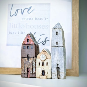 Miniature Ceramic Houses – Architectural Sculpture, Fairy Garden Decor, Whimsical Pottery houses