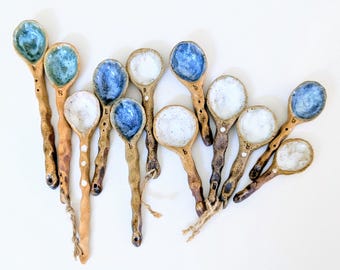 Handmade Ceramic Spoons: Wabi-Sabi Kitchen Decor, Natural tableware, Whimsical Home Decor