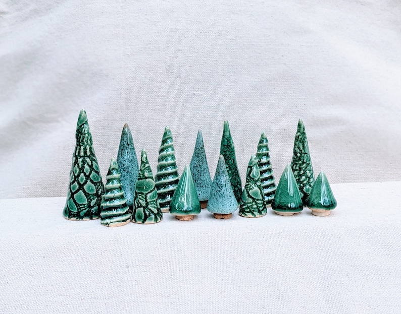 Mini clay tree, Small holiday trees, Evergreen pottery trees, Miniature trees, Dollhouse trees, Fairy tree, Model trains decor, Ring holder image 2