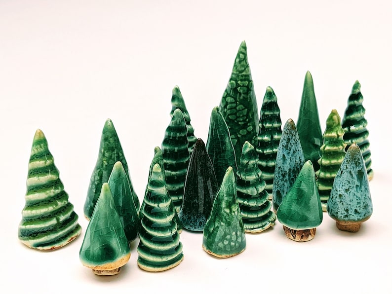 Mini clay tree, Small holiday trees, Evergreen pottery trees, Miniature trees, Dollhouse trees, Fairy tree, Model trains decor, Ring holder image 6