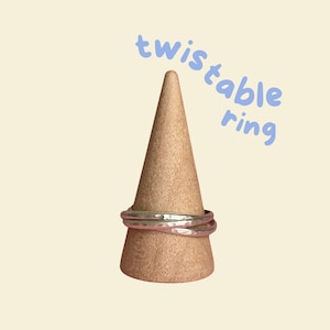 Bague de fidélisation à rouler en argent sterling - Anneau d'anxiété martelé pour le stress - Bijoux spinner pour le TDAH - Alliance russe
