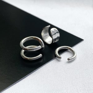 Ear Cuff Prata Esterlina, Sem Piercing, Envoltório de Orelha, Helix Cuff, Ear Cuff Texturizado