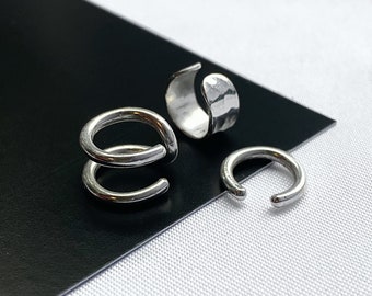 Manchette d’oreille en argent sterling, sans perçage, enveloppement d’oreille, manchette Helix, manchette d’oreille texturée