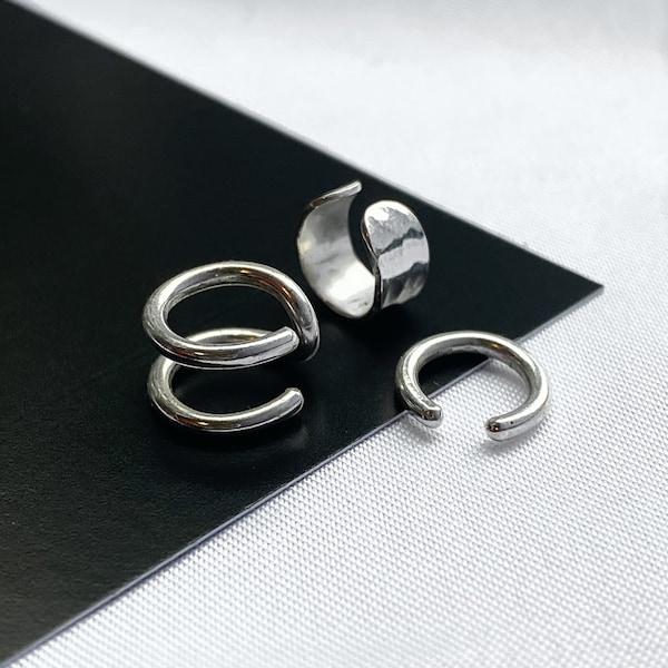 Ear Cuff Sterling Silver, No Piercing, Ear Wrap, Helix Cuff, Textured Ear Cuff