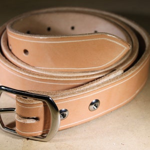 Full Grain Leather Belt |  Real Leather | USA Made | Vegetable Tanned Leather | Veg Tan Leather | Men | Women | T-2