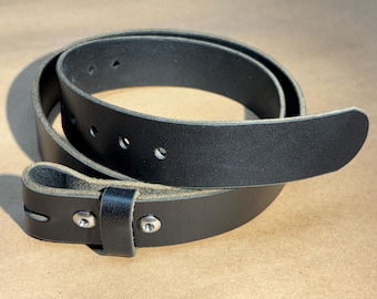 Leather Belt Strap | USA Made | Chicago Screws | Full Grain | Vegetable Tanned Leather | Belt without Buckle | English Tip | Latigo | T1