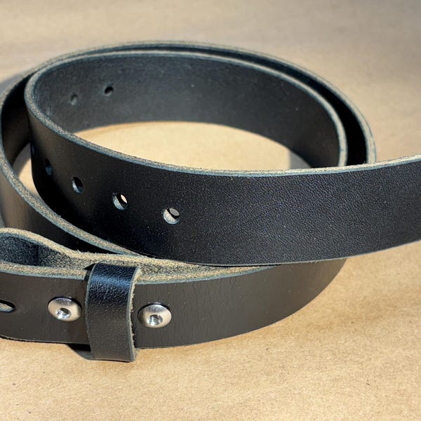 Leather Belt Strap | USA Made | Chicago Screws | Full Grain | Vegetable Tanned Leather | Belt without Buckle | English Tip | Latigo | T1