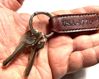 Personalized Leather Keychain | Hand Stitched | Single-Sided | Full Grain Vegetable Tanned | Key FOB | Custom | Made in USA