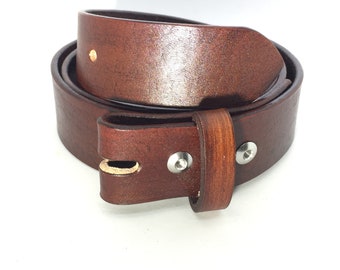 Leather Belt Strap | USA Made | Chicago Screws | Full Grain | Vegetable Tanned Leather | Belt without Buckle | English Tip | T1