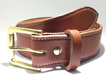 Cinturón de cuero hecho a mano, personalizado, cosido a la silla de montar, Wickett & Craig, brida de 8-10 oz, color tostado vegetal, cinturón de plena flor personalizado, hecho en EE. UU.