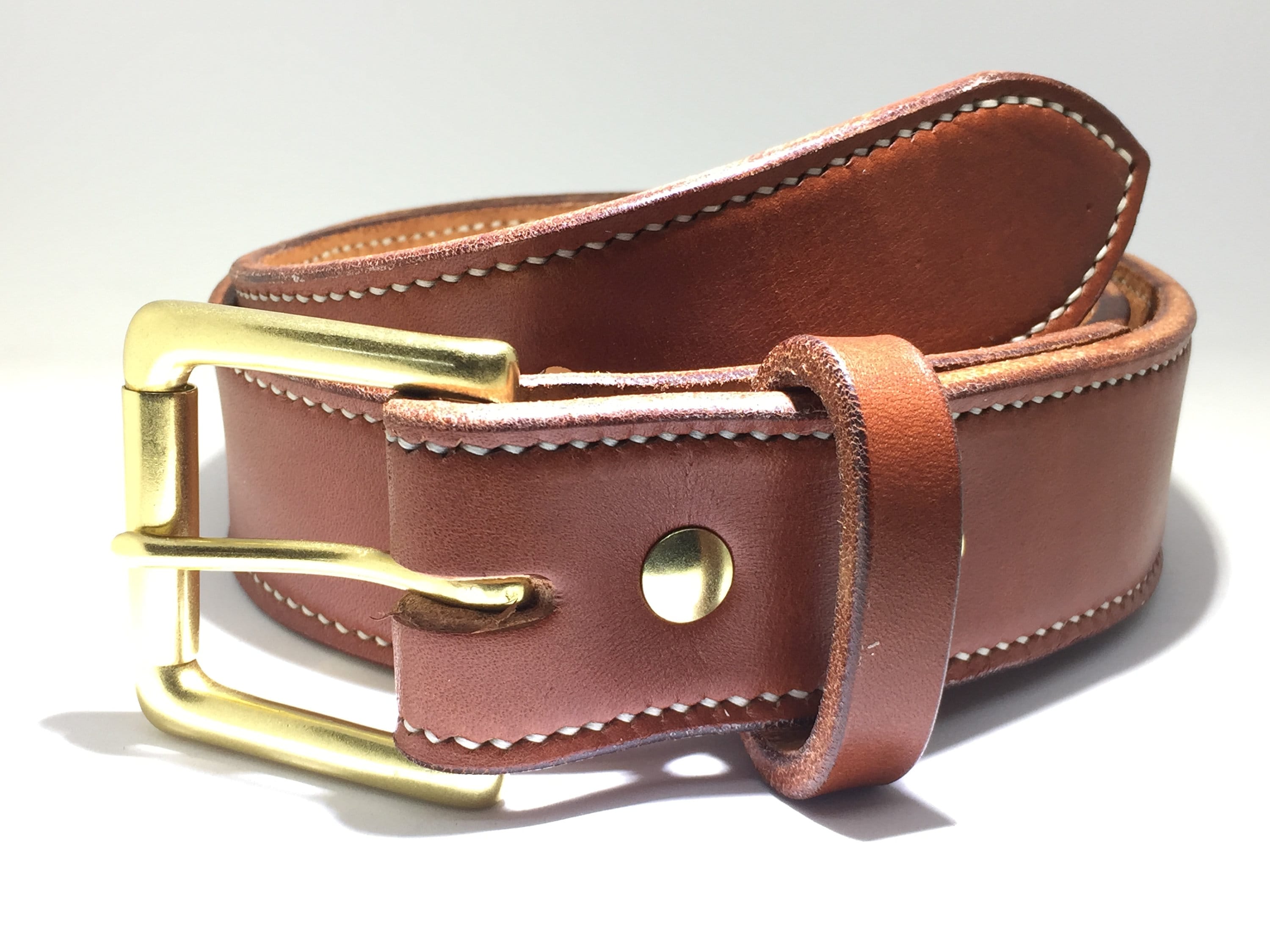 The Kentucky Belt - Stitched Brown Bridle Nameplate Belt – Clayton & Crume