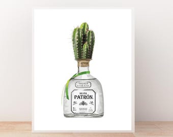 Impresión artística de cactus de tequila, decoración del desierto del suroeste