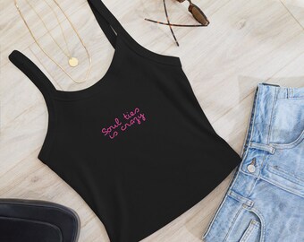 Custom WO's Micro Rib Tank Top Love Island USA Amaya Papaya Soul Ties is Crazy Reality TV Merch Gift for Her Gift for Girlfriend Summer Crop