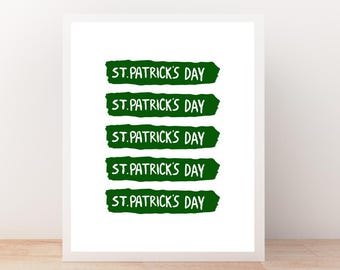 Lámina artística del Día de San Patricio: Decoración tipográfica moderna verde