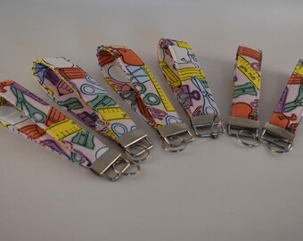 Handmade Fabric Wristlet Key Fob: Cotton Keychain Accessory