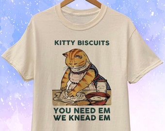 Kitty Biscuits Tee Unisex - Cat Making Biscuits Vintage Art