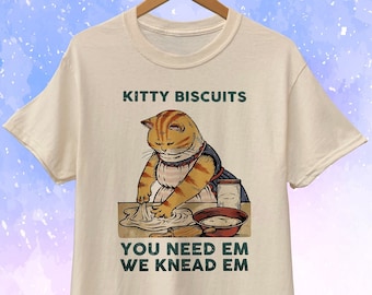 Kitty Biscuits Tee Unisex - Cat Making Biscuits Vintage Art